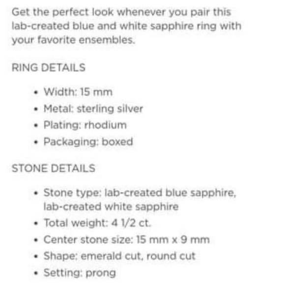 FANCY BLUE RING - Picture 2 of 2